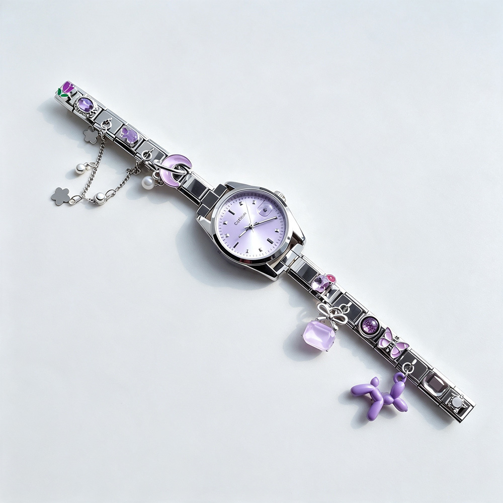 Italian Jewelry Watches - Edelstahl-Armbanduhr im italienischen Stil, DIY-Mix-Farben-Charm-Armbanduhr, individuelles