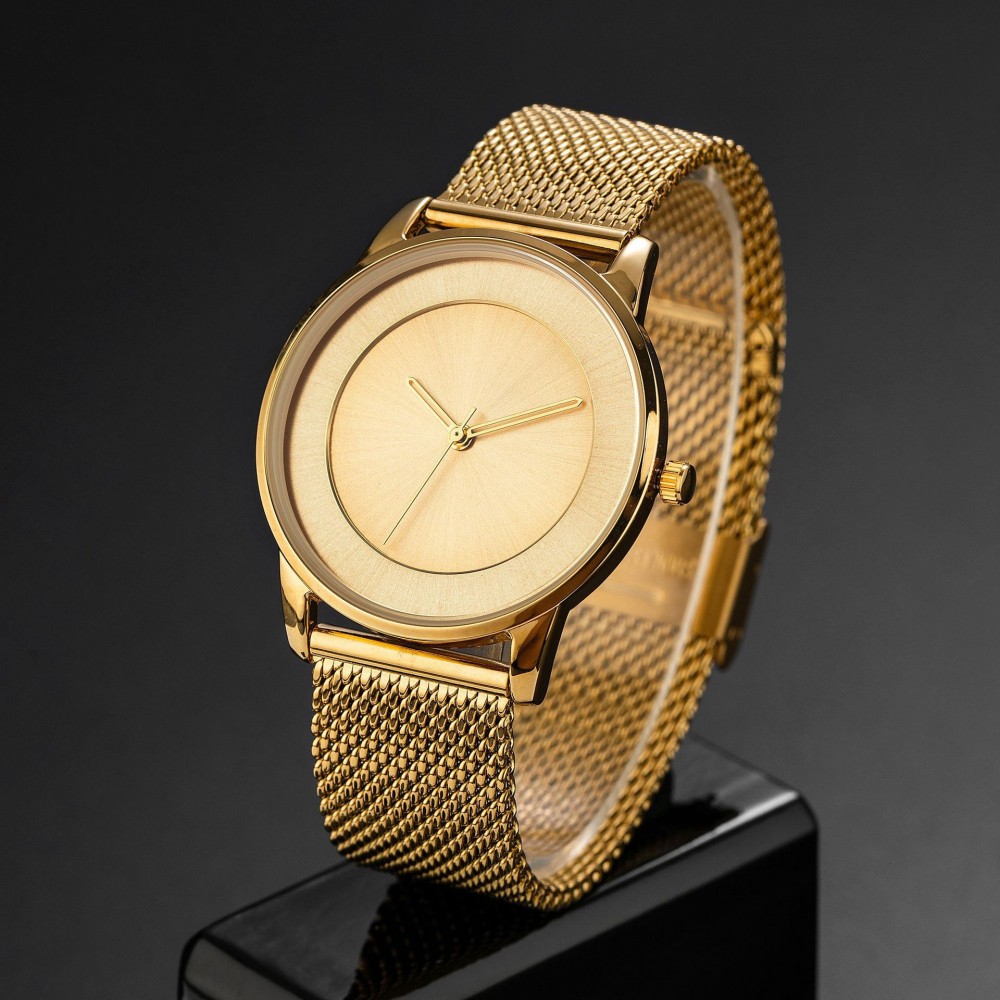 Jewelry Watches For Men - Luxuriöse Goldene Minimalistische Runde Herrenuhr Ultra-Dünnes