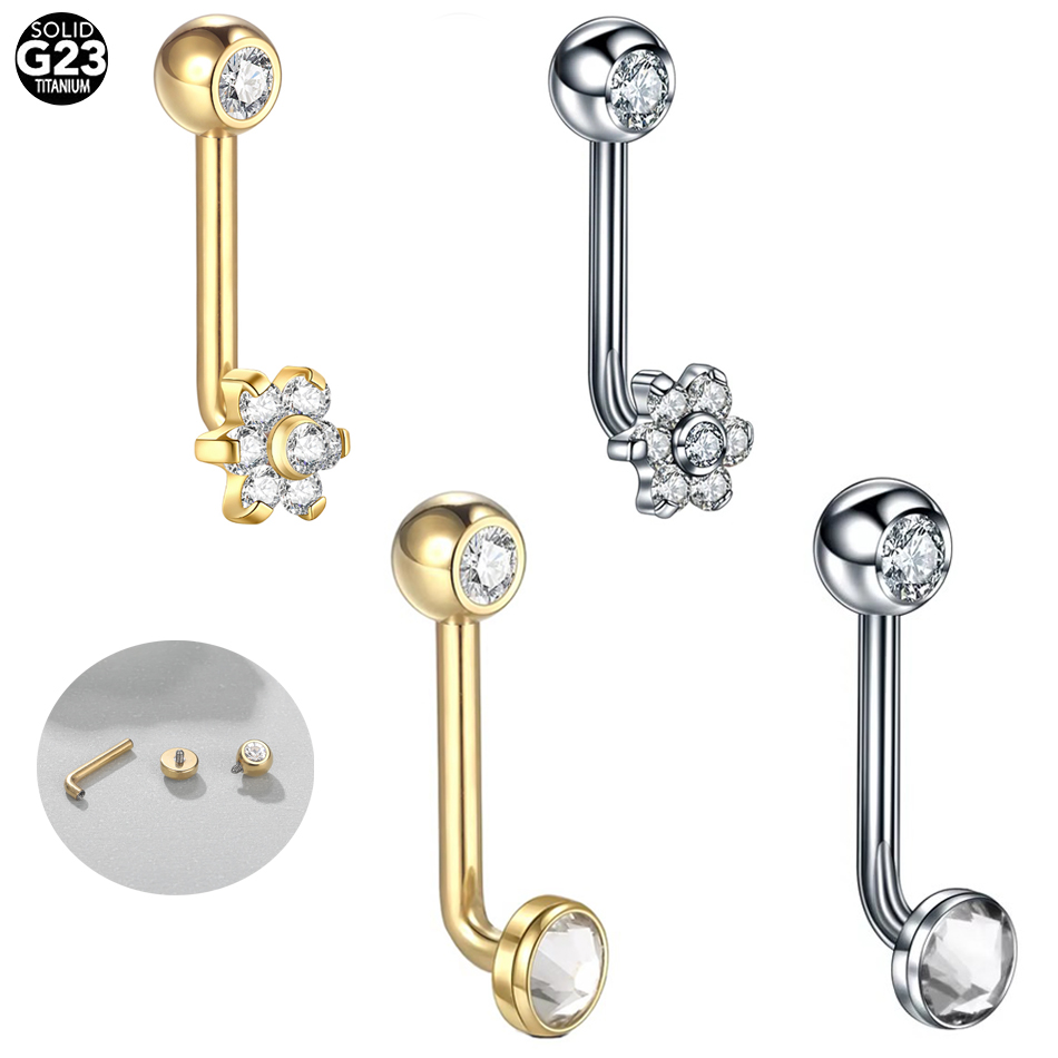 Christina Jewelry & Watches Marguerite Ørestik Forgyldt Sølv - 1pc Titan Christina vertikale Kapuze Piercing