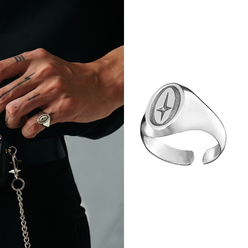 Minimalistischer Nordstern-Sie – Mens Signet Ring Bewertung und Preis