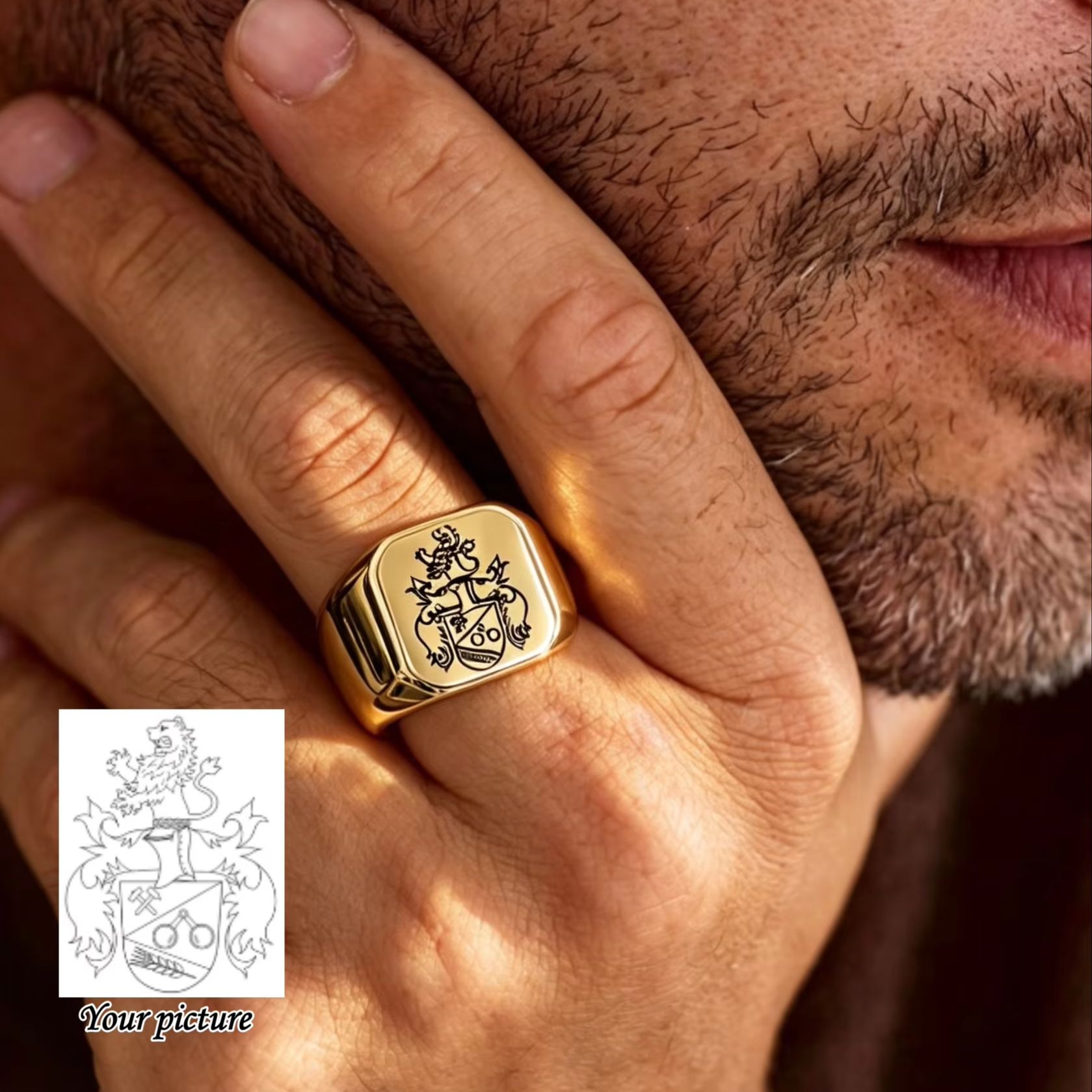 Personalisierter Familienwappe – Mens Signet Ring Bewertung und Preis