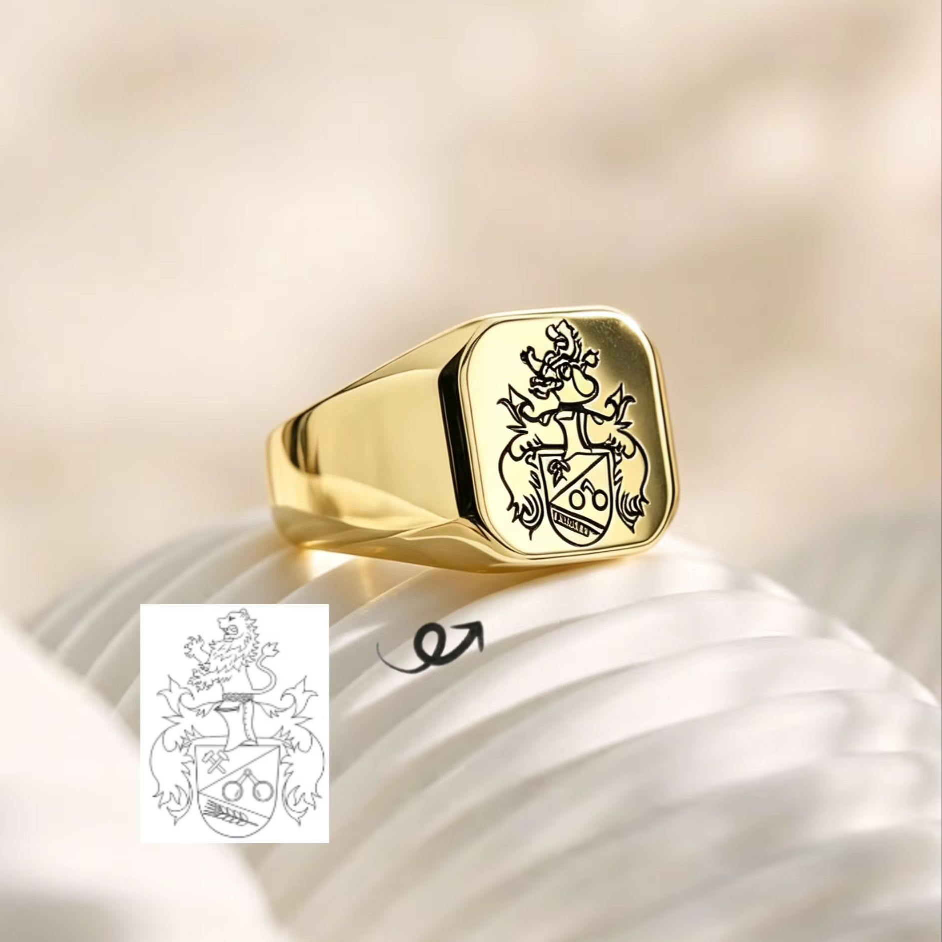 Personalisierter Familienwappe – Mens Signet Ring Bewertung und Preis