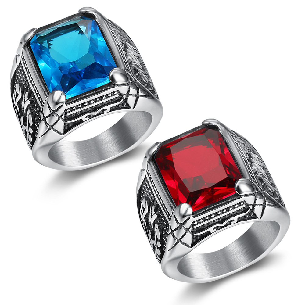Silber farbe Männer rot blau S – Mens Signet Ring Bewertung und Preis