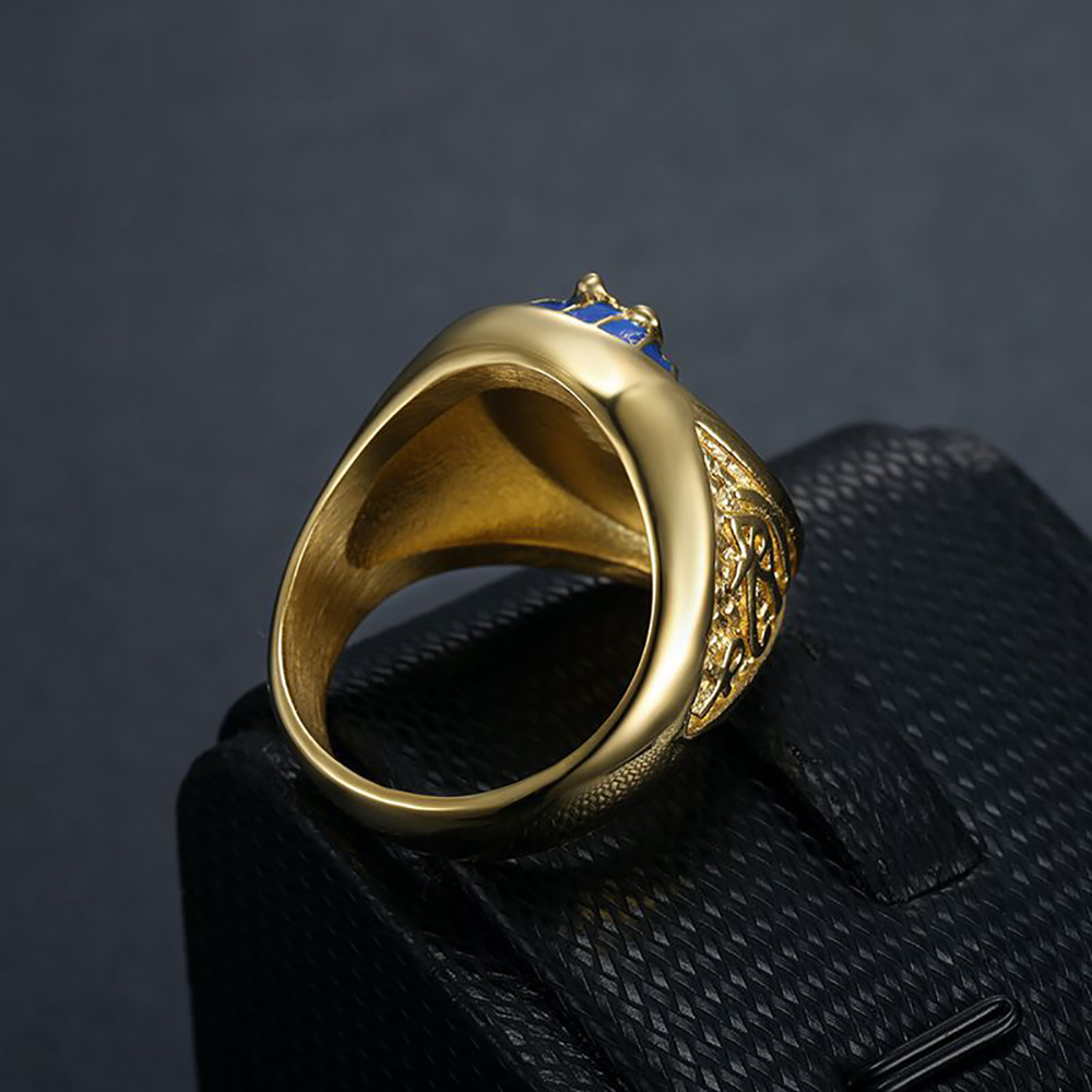 Hip-Hop Rock Goldfarbener Ägyp – Mens Signet Ring Bewertung und Preis