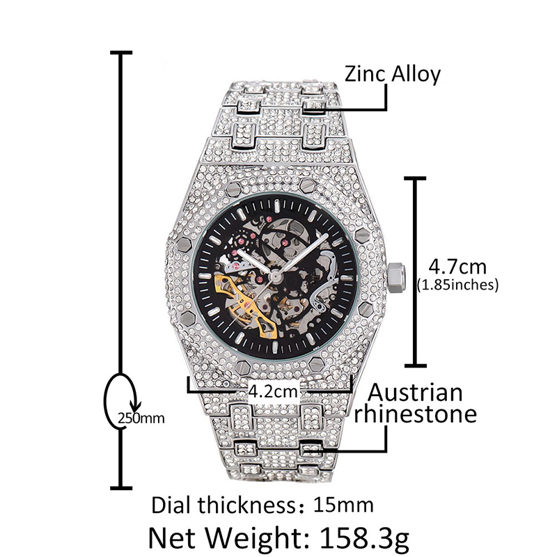 Hip Hop Bling Iced Out Edelsta – Jewelry Watches For Men Bewertung und Preis
