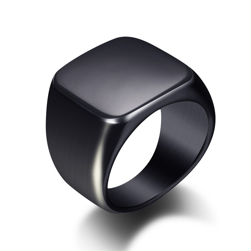 Mode Männer Schwarz Glatte Ede – Mens Signet Ring Bewertung und Preis